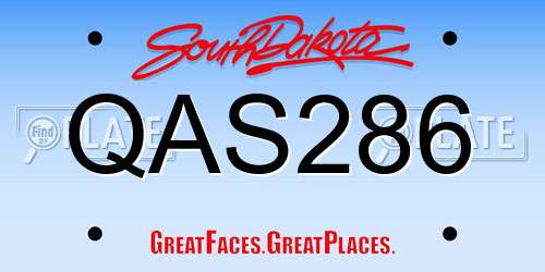 QAS286 South Dakota License Plate