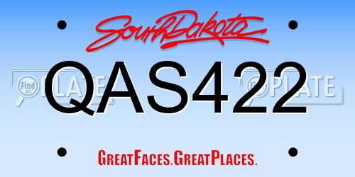 QAS422 South Dakota License Plate