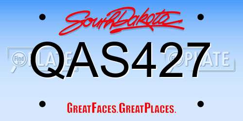 QAS427 South Dakota License Plate