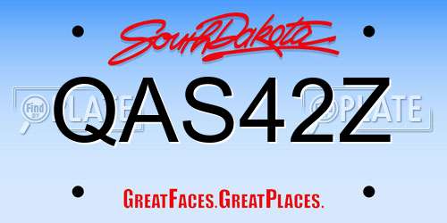 QAS42Z South Dakota License Plate