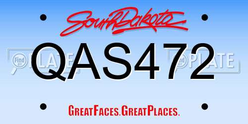 QAS472 South Dakota License Plate