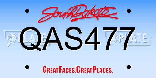 QAS477 South Dakota License Plate