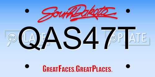 QAS47T South Dakota License Plate