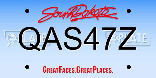QAS47Z South Dakota License Plate