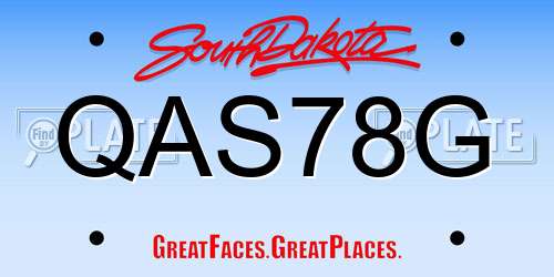 QAS78G South Dakota License Plate