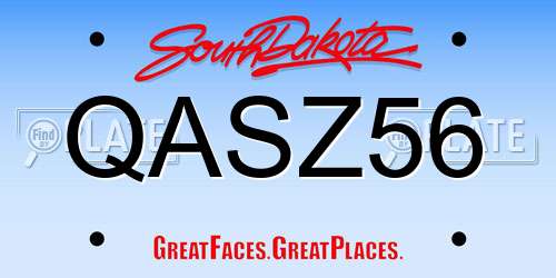 QASZ56 South Dakota License Plate