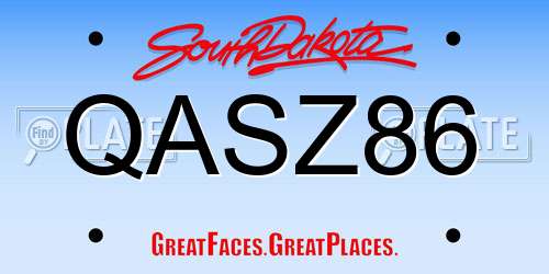 QASZ86 South Dakota License Plate