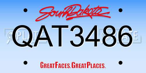 QAT3486 South Dakota License Plate