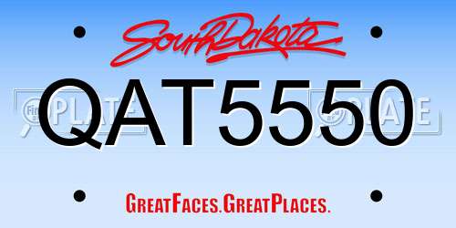 QAT5550 South Dakota License Plate