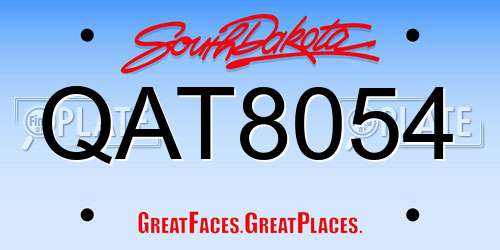 QAT8054 South Dakota License Plate