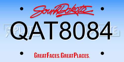 QAT8084 South Dakota License Plate