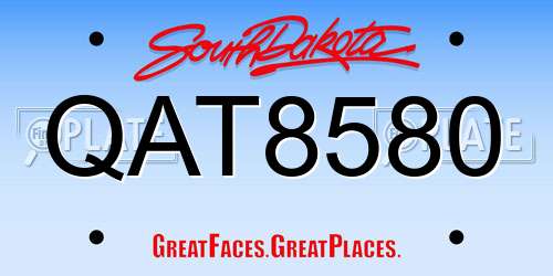 QAT8580 South Dakota License Plate