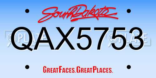 QAX5753 South Dakota License Plate
