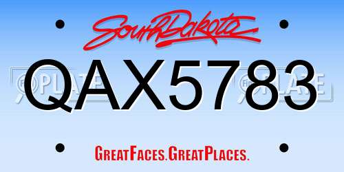 QAX5783 South Dakota License Plate