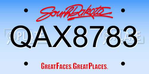 QAX8783 South Dakota License Plate