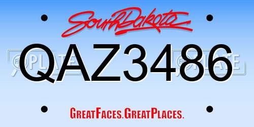 QAZ3486 South Dakota License Plate