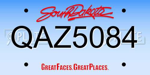 QAZ5084 South Dakota License Plate