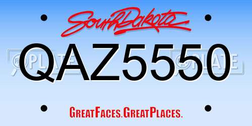 QAZ5550 South Dakota License Plate