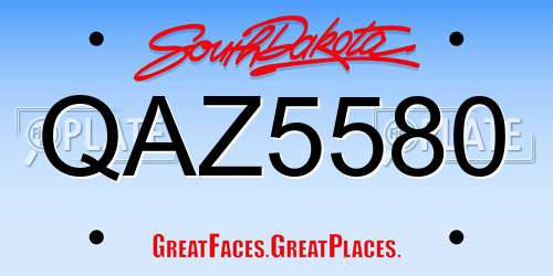 QAZ5580 South Dakota License Plate