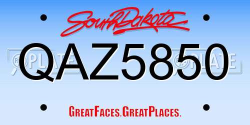 QAZ5850 South Dakota License Plate