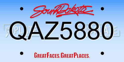 QAZ5880 South Dakota License Plate