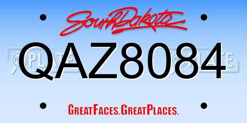 QAZ8084 South Dakota License Plate