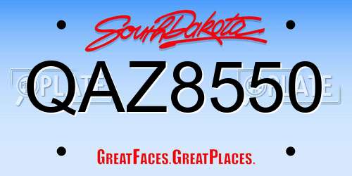 QAZ8550 South Dakota License Plate
