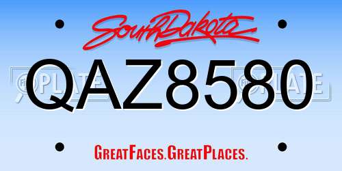 QAZ8580 South Dakota License Plate