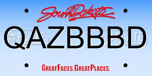 QAZBBBD South Dakota License Plate
