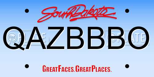 QAZBBBO South Dakota License Plate