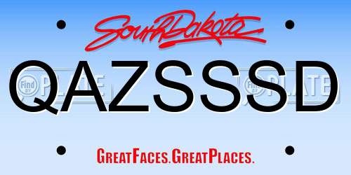 QAZSSSD South Dakota License Plate