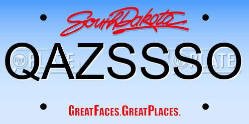 QAZSSSO South Dakota License Plate