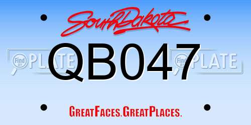QB047 South Dakota License Plate