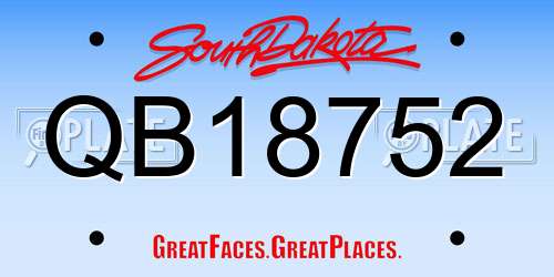 QB18752 South Dakota License Plate