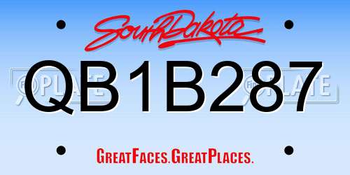 QB1B287 South Dakota License Plate