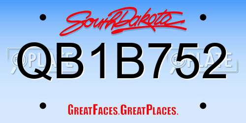 QB1B752 South Dakota License Plate