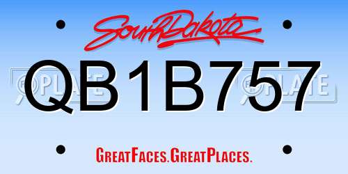 QB1B757 South Dakota License Plate