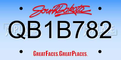 QB1B782 South Dakota License Plate
