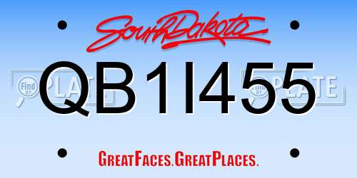 QB1I455 South Dakota License Plate