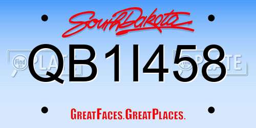 QB1I458 South Dakota License Plate