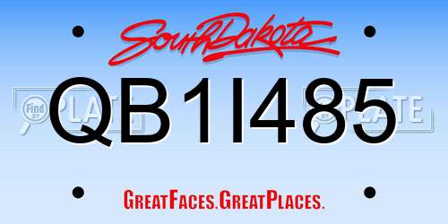 QB1I485 South Dakota License Plate