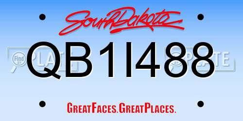 QB1I488 South Dakota License Plate