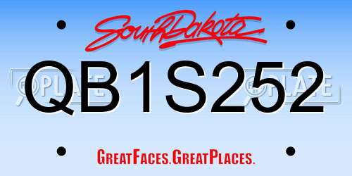 QB1S252 South Dakota License Plate