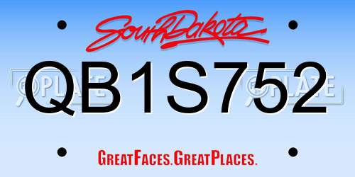 QB1S752 South Dakota License Plate