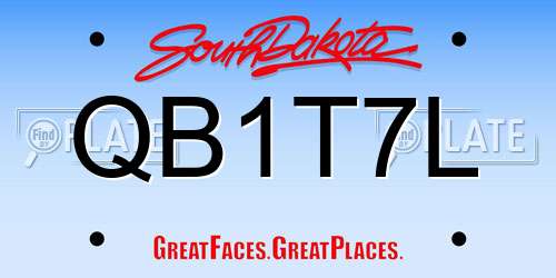 QB1T7L South Dakota License Plate