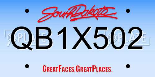 QB1X502 South Dakota License Plate
