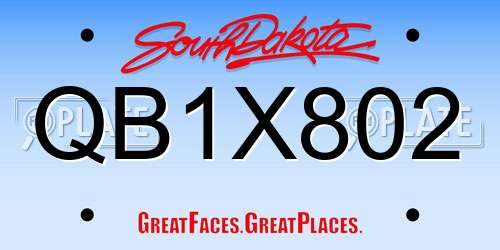 QB1X802 South Dakota License Plate