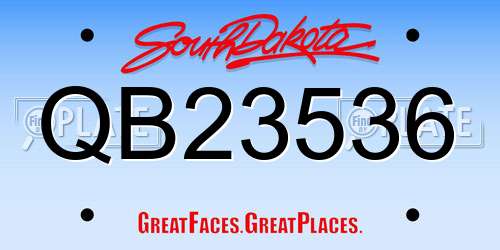 QB23536 South Dakota License Plate
