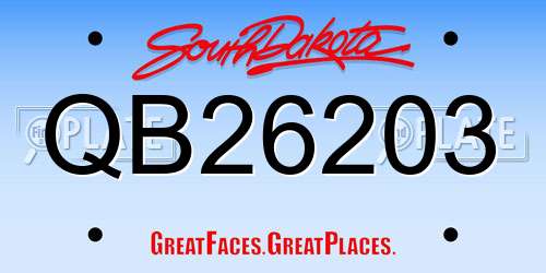 QB26203 South Dakota License Plate