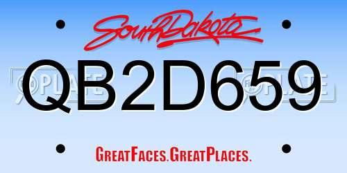 QB2D659 South Dakota License Plate